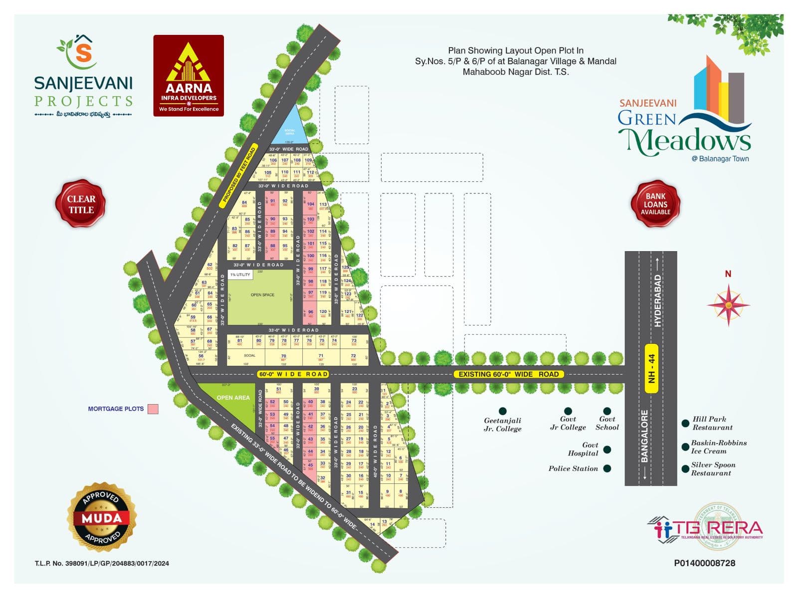 Green Meadows open plots layout in Balanagar Town